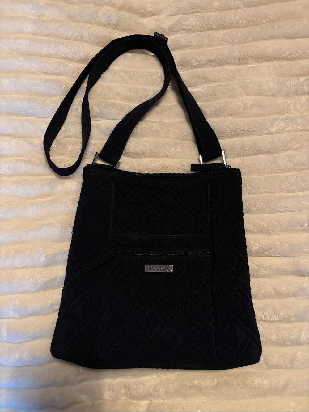 Vera Bradley Quilted Navy Crossbody Bag with Front Zip Pocket